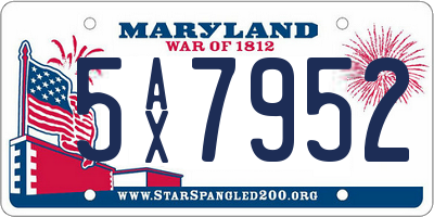 MD license plate 5AX7952