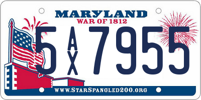 MD license plate 5AX7955