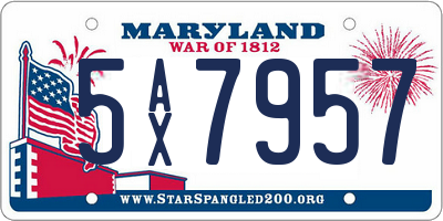 MD license plate 5AX7957
