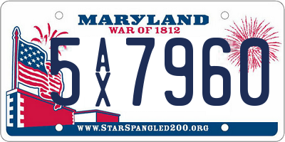 MD license plate 5AX7960