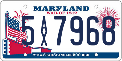 MD license plate 5AX7968