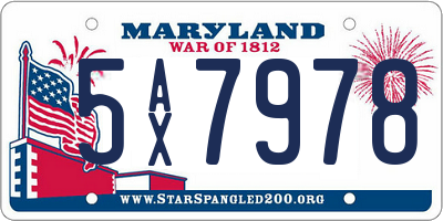 MD license plate 5AX7978