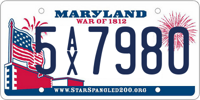 MD license plate 5AX7980