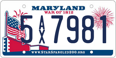 MD license plate 5AX7981