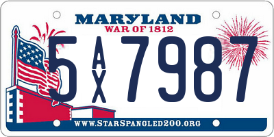 MD license plate 5AX7987