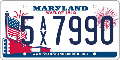 MD license plate 5AX7990