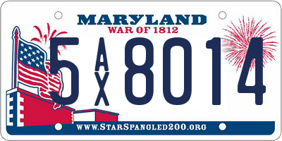MD license plate 5AX8014