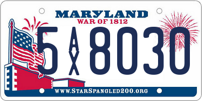 MD license plate 5AX8030
