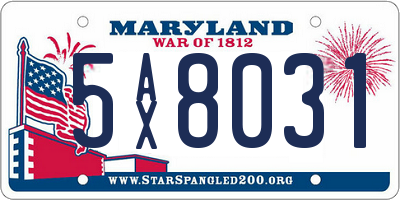 MD license plate 5AX8031