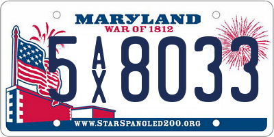 MD license plate 5AX8033