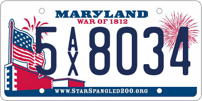 MD license plate 5AX8034