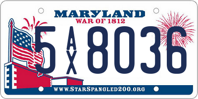 MD license plate 5AX8036