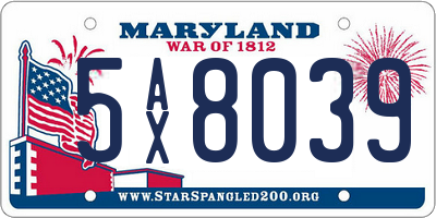 MD license plate 5AX8039