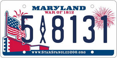 MD license plate 5AX8131