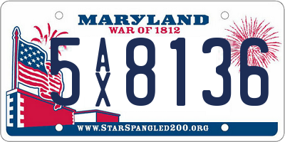 MD license plate 5AX8136