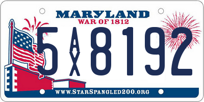 MD license plate 5AX8192