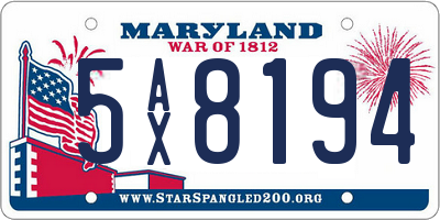 MD license plate 5AX8194