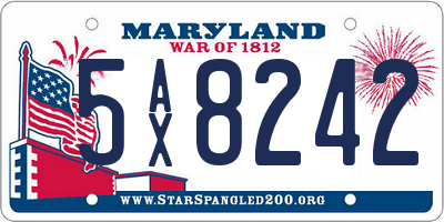 MD license plate 5AX8242