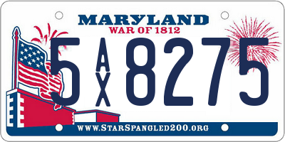 MD license plate 5AX8275