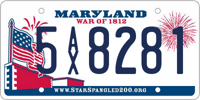 MD license plate 5AX8281