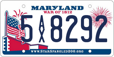 MD license plate 5AX8292