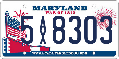 MD license plate 5AX8303