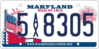 MD license plate 5AX8305