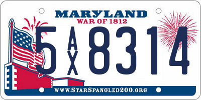 MD license plate 5AX8314