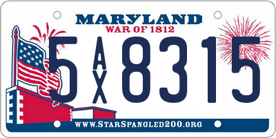 MD license plate 5AX8315