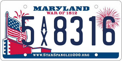 MD license plate 5AX8316