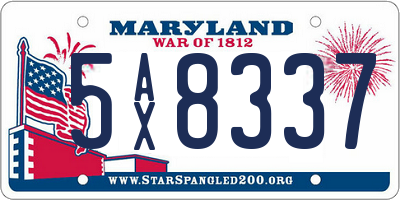 MD license plate 5AX8337