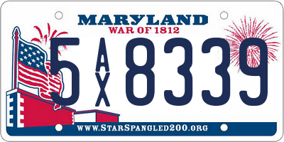 MD license plate 5AX8339