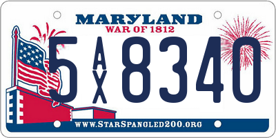 MD license plate 5AX8340
