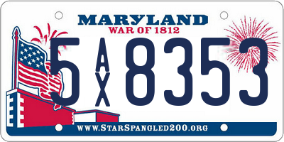 MD license plate 5AX8353