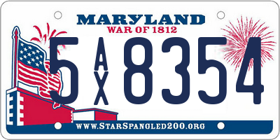 MD license plate 5AX8354