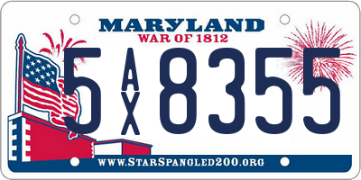 MD license plate 5AX8355