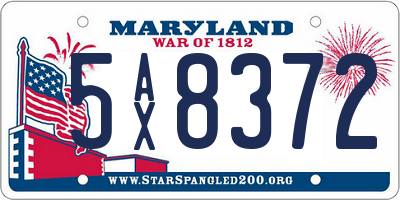MD license plate 5AX8372