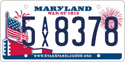 MD license plate 5AX8378