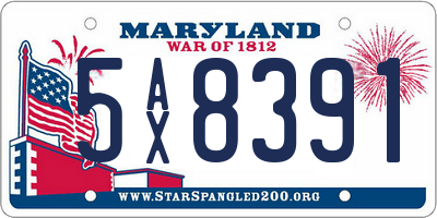 MD license plate 5AX8391