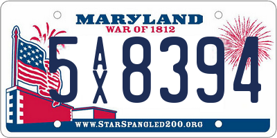 MD license plate 5AX8394