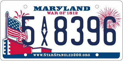 MD license plate 5AX8396