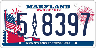MD license plate 5AX8397