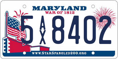 MD license plate 5AX8402