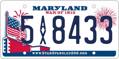 MD license plate 5AX8433