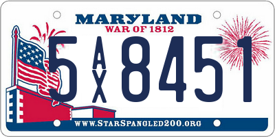 MD license plate 5AX8451