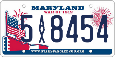 MD license plate 5AX8454