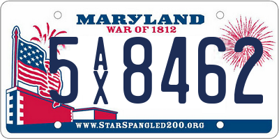 MD license plate 5AX8462