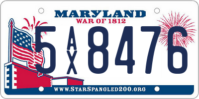 MD license plate 5AX8476