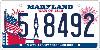 MD license plate 5AX8492