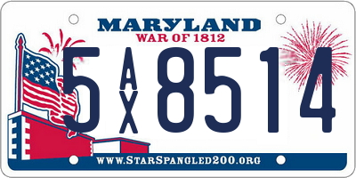 MD license plate 5AX8514